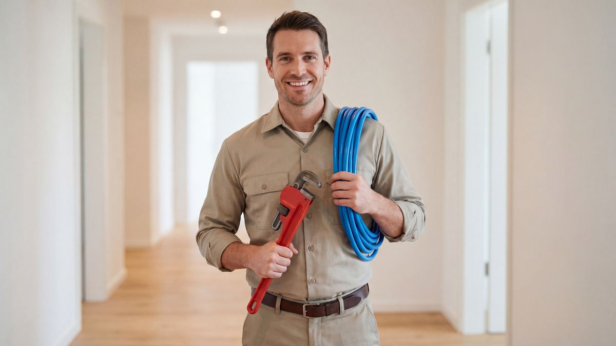 Plumber turning the isolation valve beside a water meter